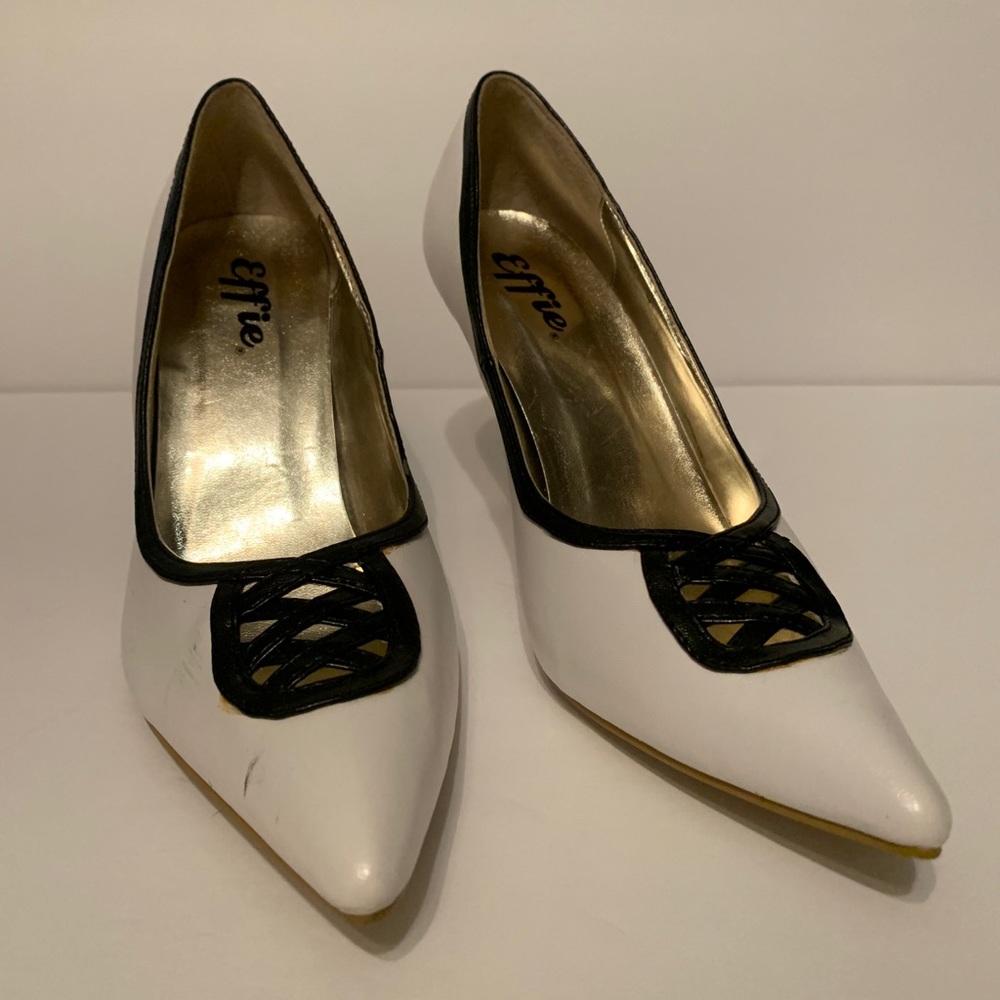 Effie black and white heels